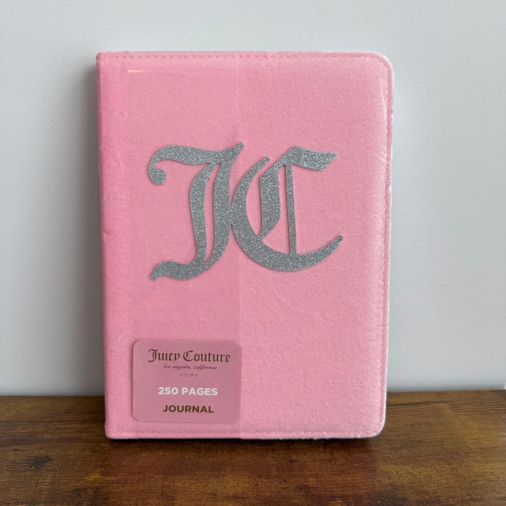 New Juicy Couture Notebook Journal Pink Velour JC Silver Glitter Stationery